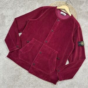 Stone Island Men’s Corduroy Overshirt Jacket Longsleeve Pockets Burgundy Red L